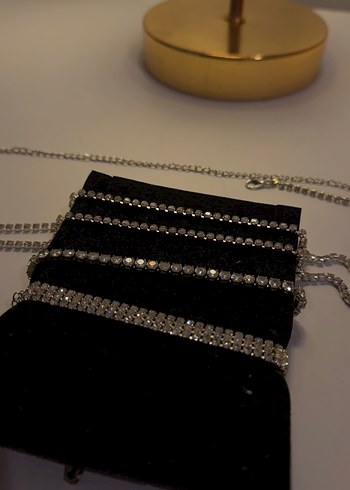 Parlak Taşlı Kadın Vücut Zinciri Kolye Bileklik - Görsel 2