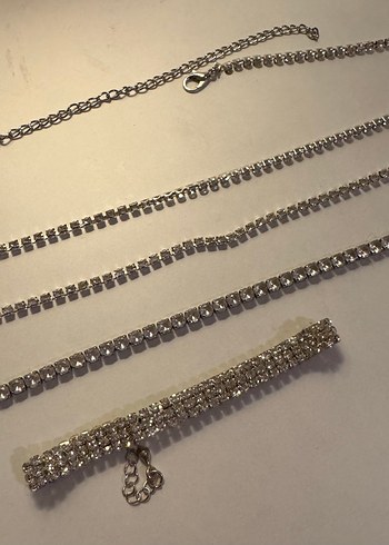 Parlak Taşlı Kadın Vücut Zinciri Kolye Bileklik - Görsel 8