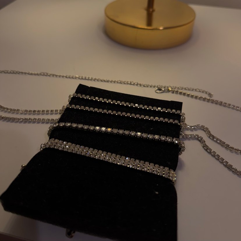 Parlak Taşlı Kadın Vücut Zinciri Kolye Bileklik - Görsel 2