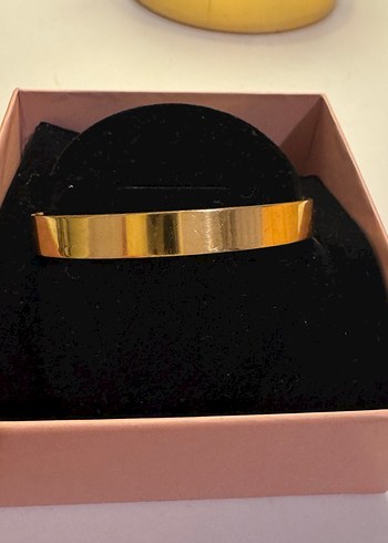 Göz Detayli Pembe - Altin Renk Celik Bileklik - Görsel 4