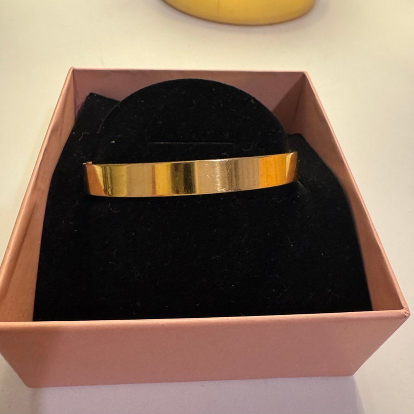 Göz Detayli Pembe - Altin Renk Celik Bileklik - Görsel 4