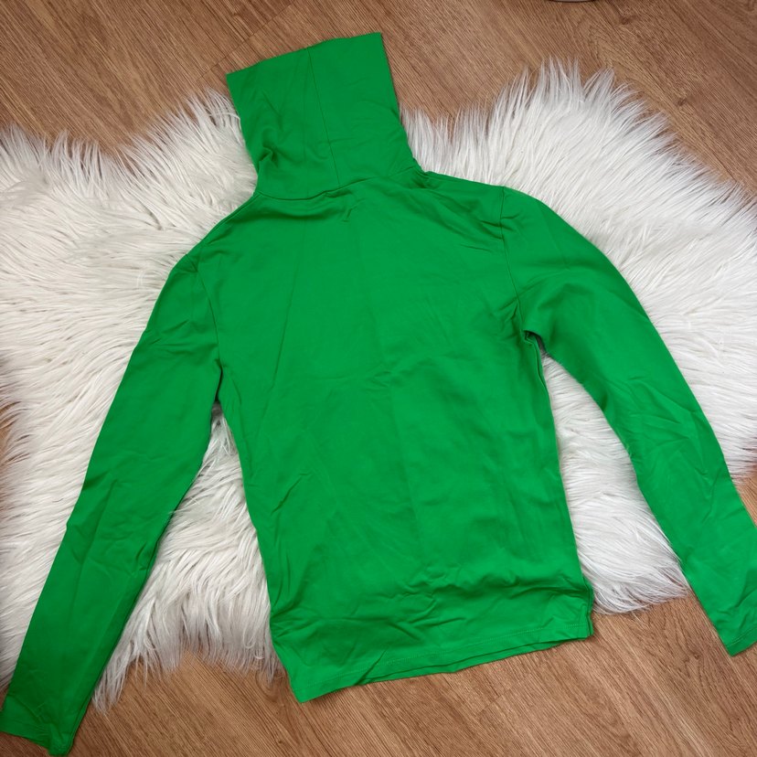 Uzun Kollu Yeşil Strec Vucudu Saran Bogazli Kazak - Görsel 5