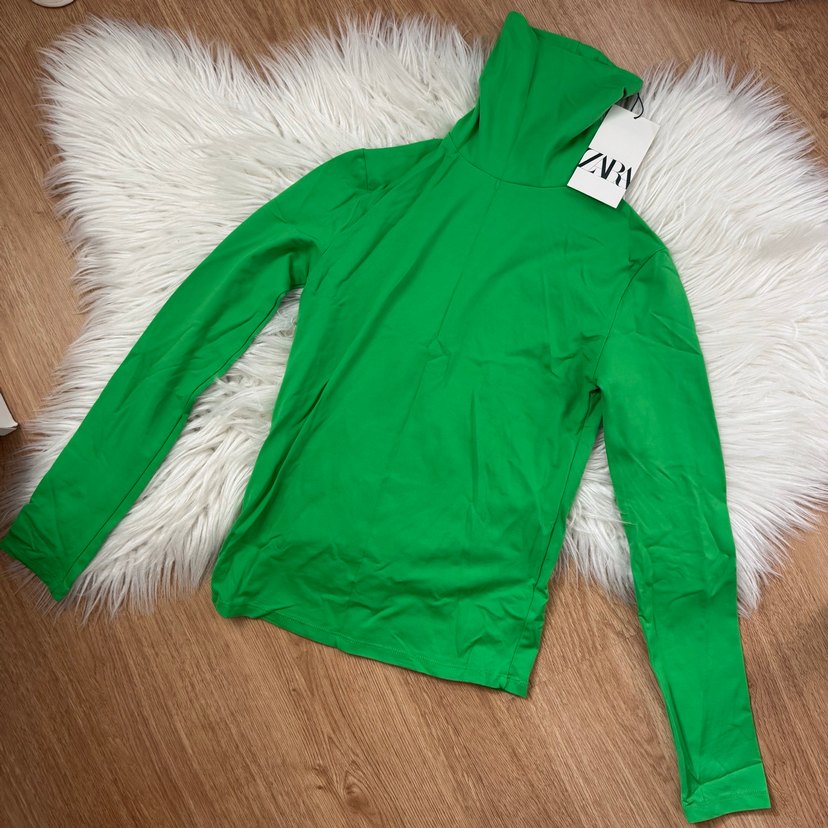 Uzun Kollu Yeşil Strec Vucudu Saran Bogazli Kazak - Görsel 2