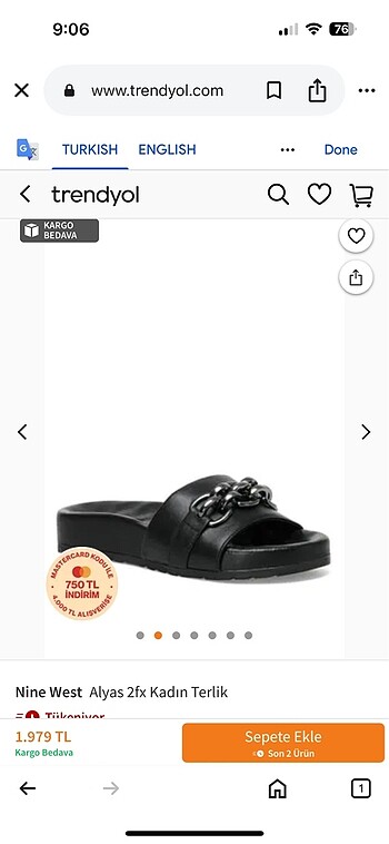 Nine West Gercek Deri Terlik