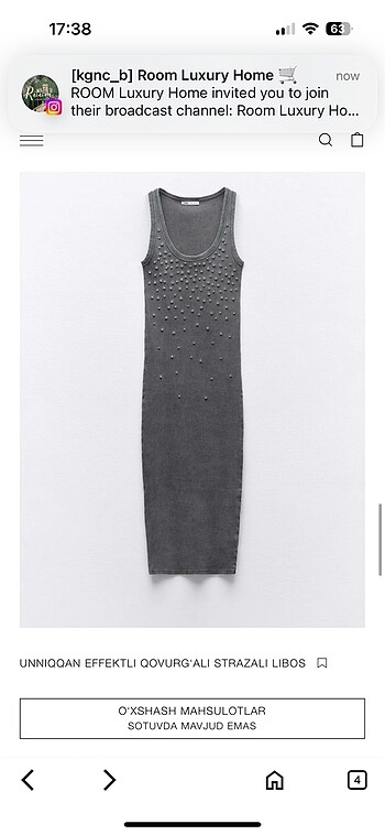 Zara Strass Tasli Elbise