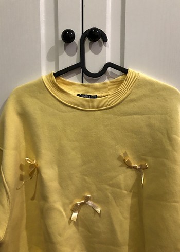 Sarı Kadın Sweatshirt, Uzun Kollu, Rahat Kesim - Görsel 2