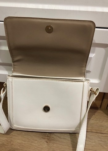 Beyaz Deri Kadın Omuz Çantası - Görsel 5