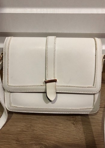 Beyaz Deri Kadın Omuz Çantası - Görsel 2