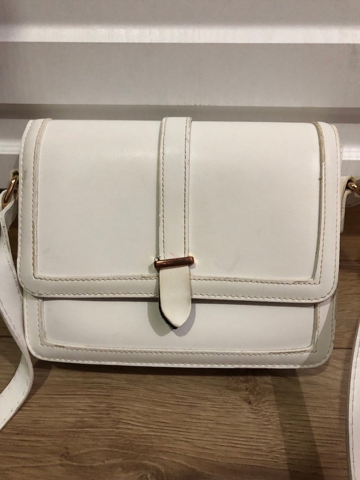 Beyaz Deri Kadın Omuz Çantası - Görsel 2