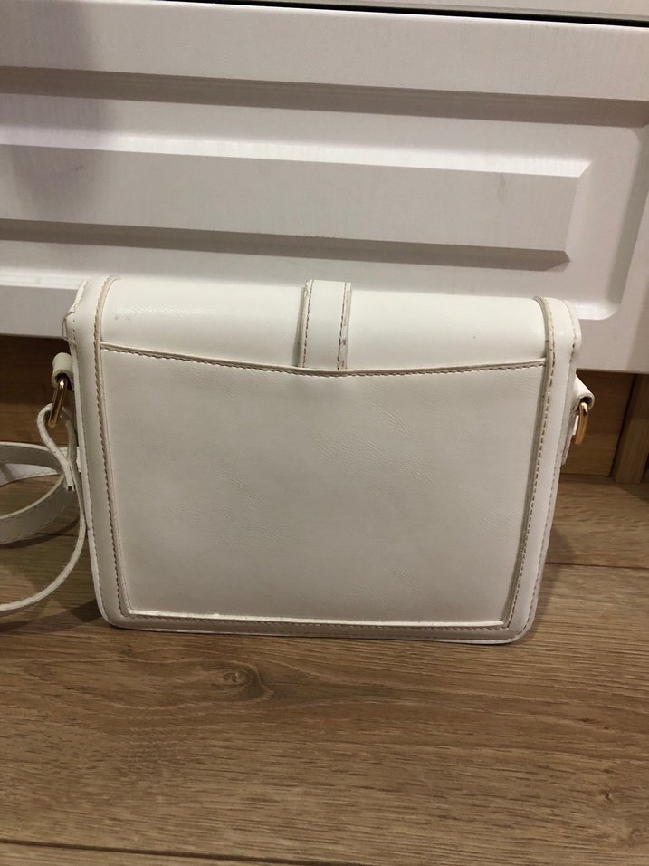 Beyaz Deri Kadın Omuz Çantası - Görsel 4