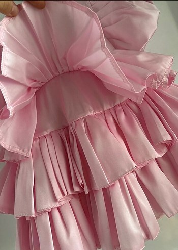 Pembe Kat Kat Fırfırlı Kız Çocuk Elbise 2 yaş - Görsel 4