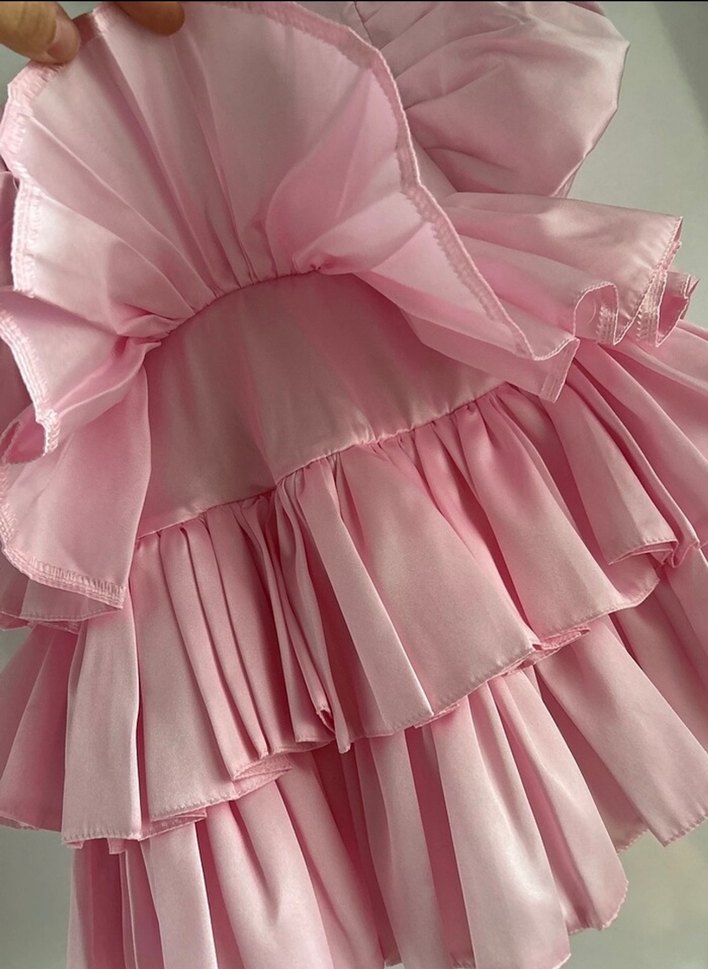 Pembe Kat Kat Fırfırlı Kız Çocuk Elbise 2 yaş - Görsel 4