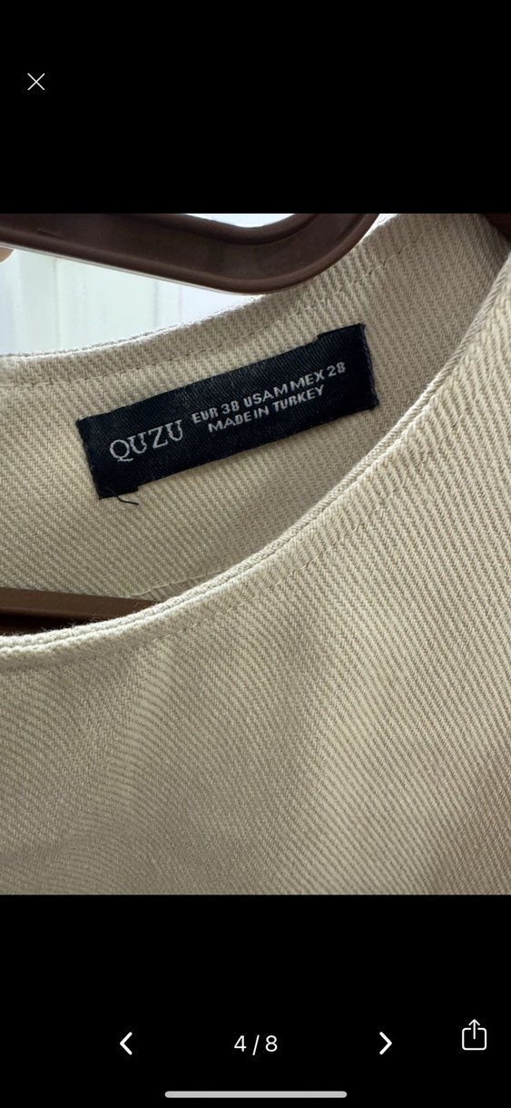 V Yaka bej mini Mezuniyet Elbisesi - Görsel 4