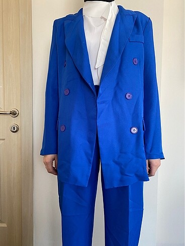 Zara mavi palazzo takım pantolon ve ceket