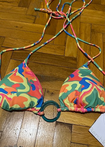 Bershka Bershka Renkli Tie-Dye Mini Bikini Üstü