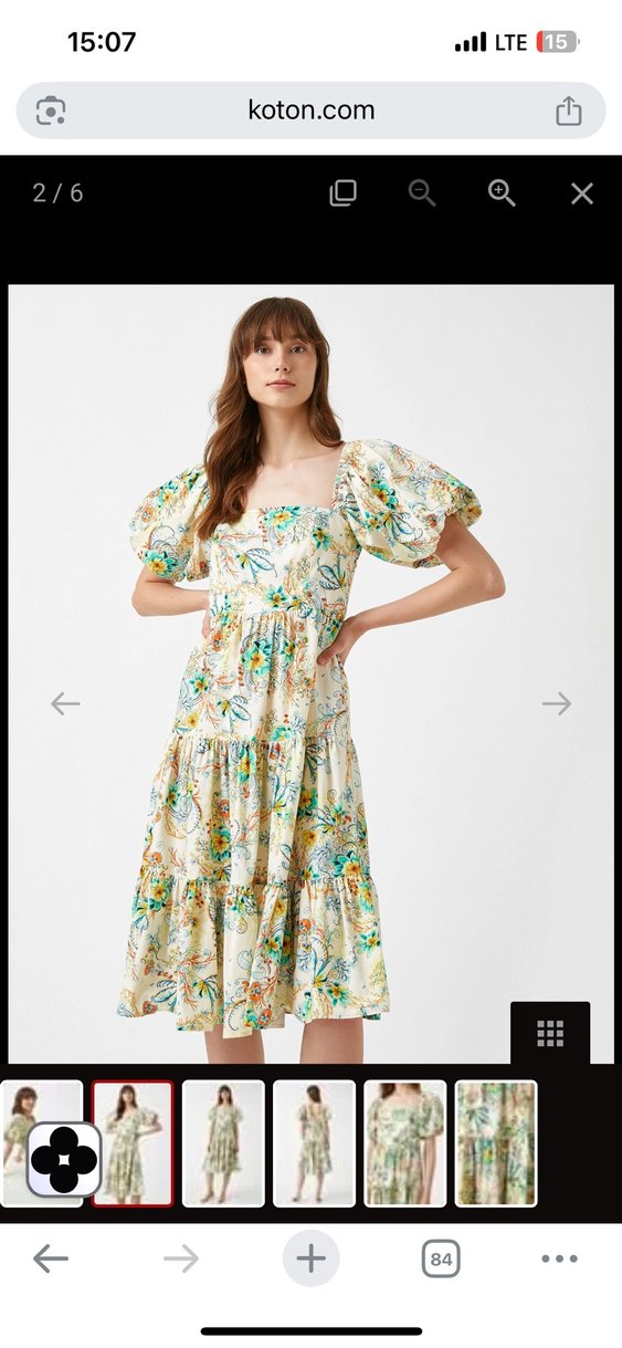 Çiçek Desenli Balon Kollu Mini Elbise - Görsel 3