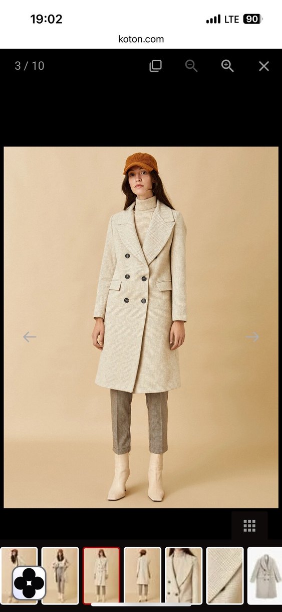 Çift Düğmeli Bej Kaban - Görsel 2