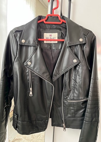 Siyah Deri Biker Ceket - Görsel 2