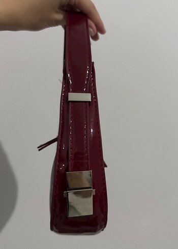 Beden bordo Renk Parlak Bordo Deri Kadın Omuz Çantası