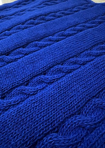 Parlak Mavi Örgü Çocuk Battaniyesi - Görsel 4