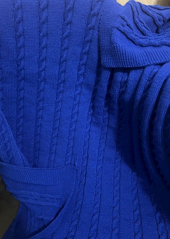 Parlak Mavi Örgü Çocuk Battaniyesi - Görsel 3