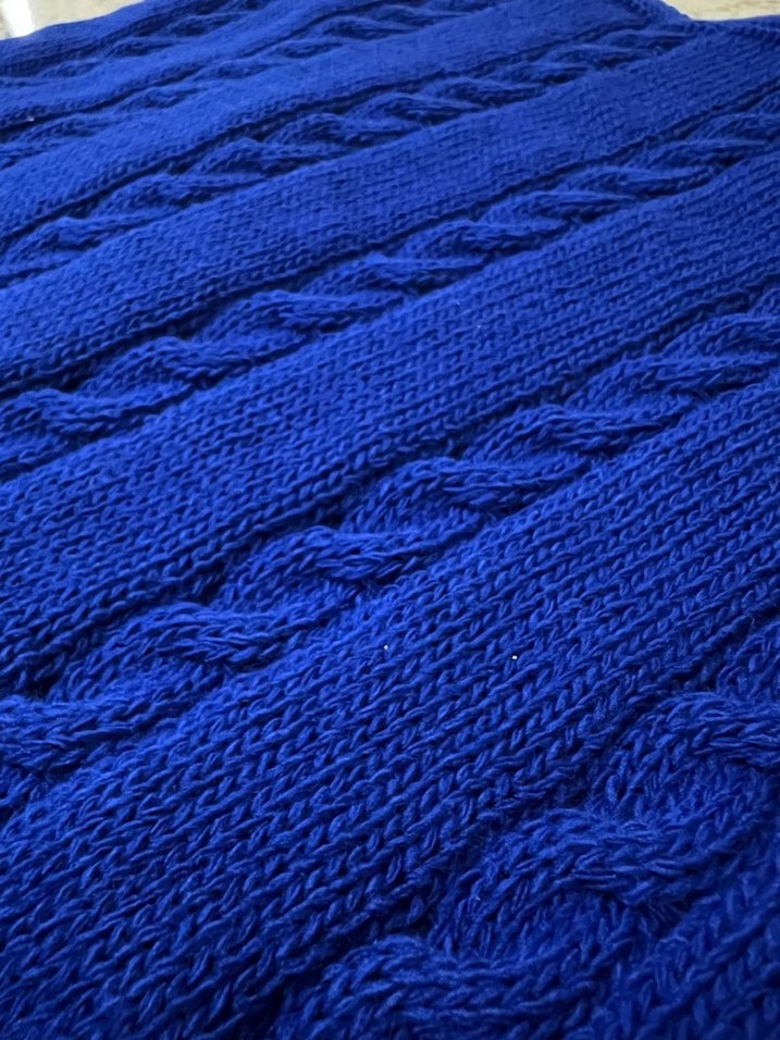 Parlak Mavi Örgü Çocuk Battaniyesi - Görsel 4