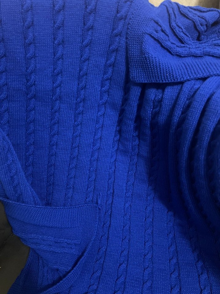 Parlak Mavi Örgü Çocuk Battaniyesi - Görsel 3