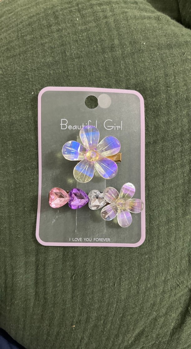 Renkli Boncuklu Çiçekli Kadın Toka Seti - Görsel 2