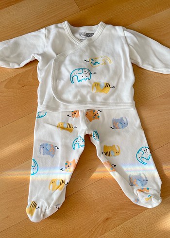 Beyaz Renkli Baskılı Bebek zıbın takımı - Görsel 3