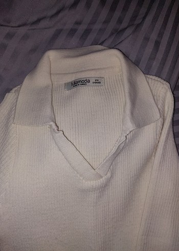 Düğmeli Beyaz Kadın Triko Kazak - Görsel 2