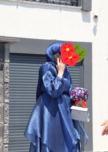 KEVSER BAHADIR MİMOZA LACİVERT ELBİSE - Görsel 2