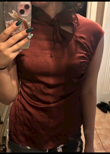 Diğer Bordo çin qipao Kadın Bluz