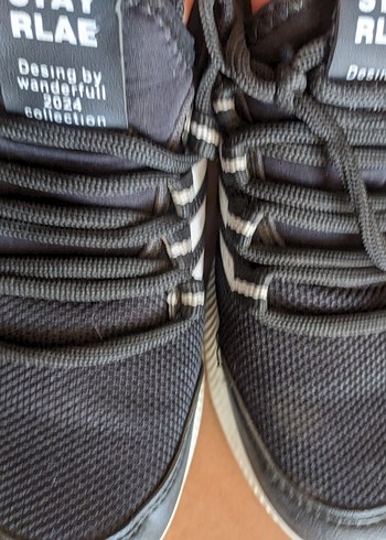 siyah Elastik Bağcıklı Kadın Spor Ayakkabı - Görsel 2