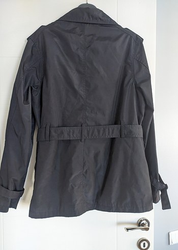 Düğmeli Siyah Midi erkek Trençkot - Görsel 2