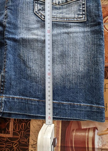 Mavi renk Denim Mini Etek - Görsel 5