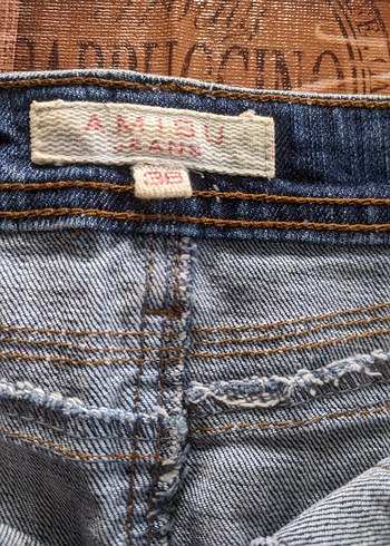 Mavi renk Denim Mini Etek - Görsel 3