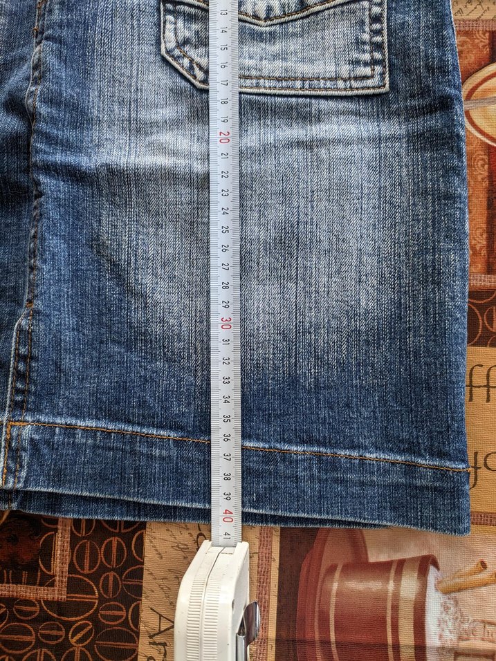 Mavi renk Denim Mini Etek - Görsel 5