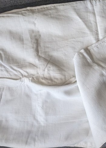 Düğmeli Beyaz Keten kapri - Görsel 2