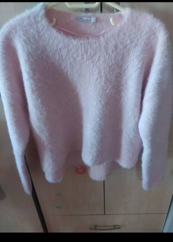 Pembe Peluş Kısa Kadın Kazak