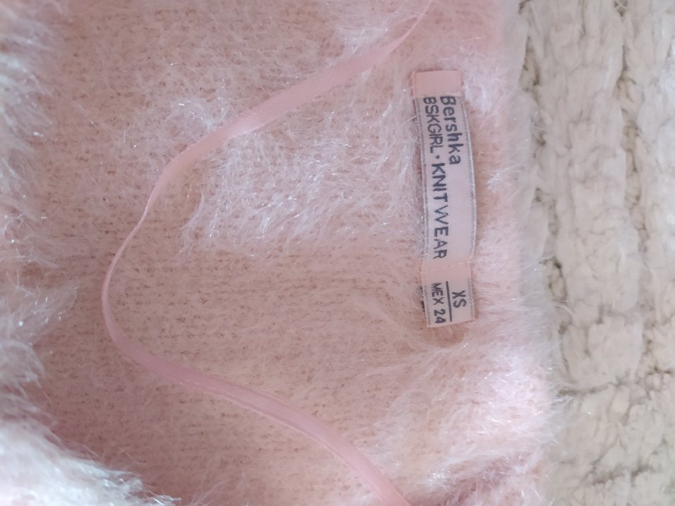 Pembe Peluş Kısa Kadın Kazak - Görsel 4