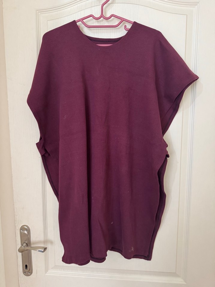 Bordo Salaş Hamile Tunik, Kısa Kollu - Görsel 3