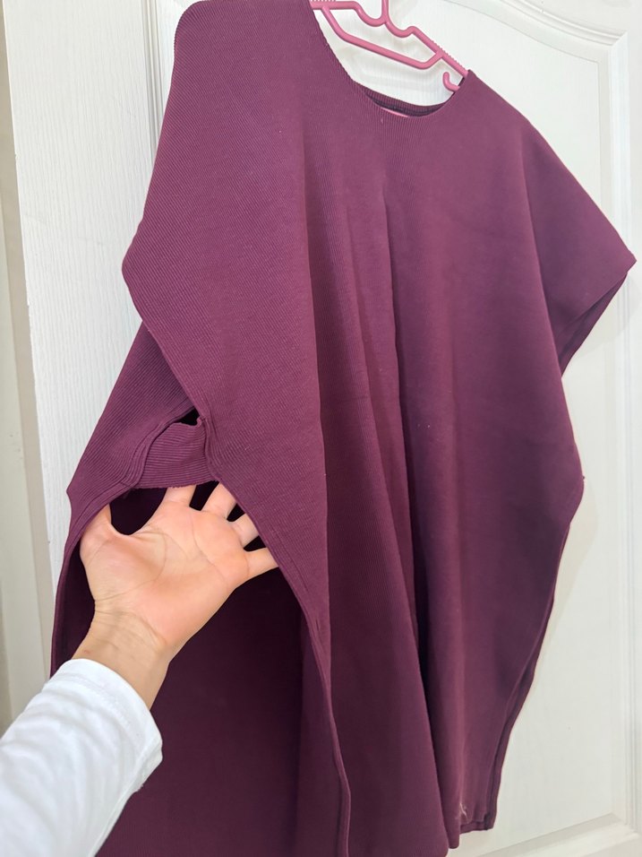 Bordo Salaş Hamile Tunik, Kısa Kollu - Görsel 2