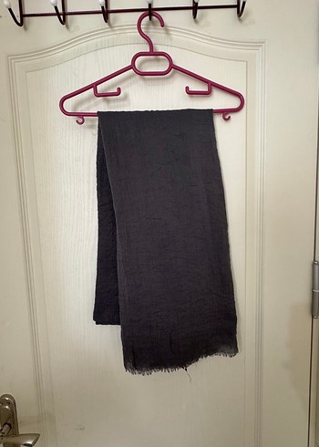 Kadın koyu gri Keten Drape Şal - Görsel 2