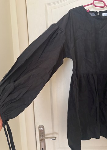 Siyah Keten Midi Tunik, Salaş Kesim - Görsel 2