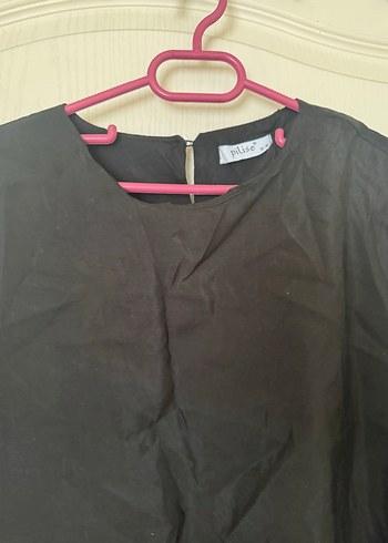 Siyah Keten Midi Tunik, Salaş Kesim - Görsel 3