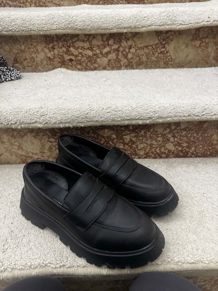 Siyah  Detaylı Platform Topuklu Kadın Loafer - Görsel 2