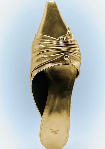 Zara Zara altın rengi deri arkası açık ayakkabı terlik