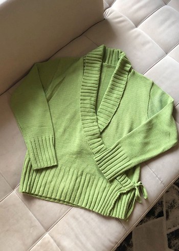 vintage yeşil örgü yünlü hırka ceket kazak