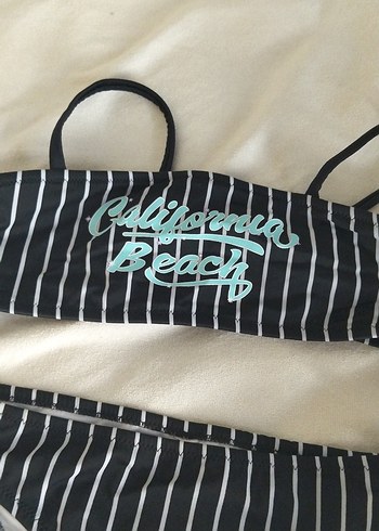 Diğer Çizgili Siyah Mini Bikini Takımı