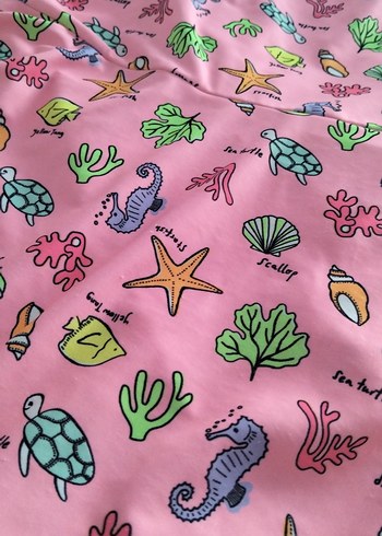 11-12 Yaş Beden pembe Renk Pembe Desenli Kız Çocuk Elbiseli mayo